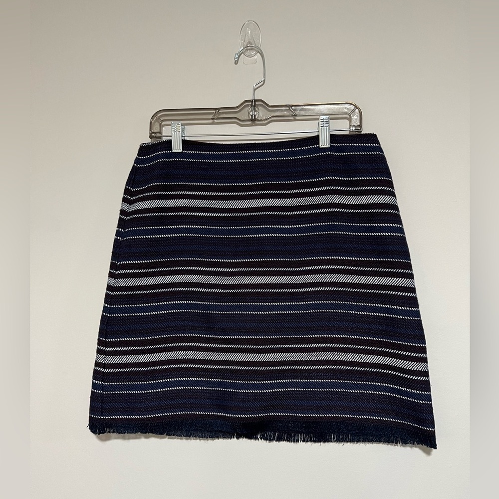 LOFT Stripe Fringed Knit Skirt Size 8 Western Southwestern Classic